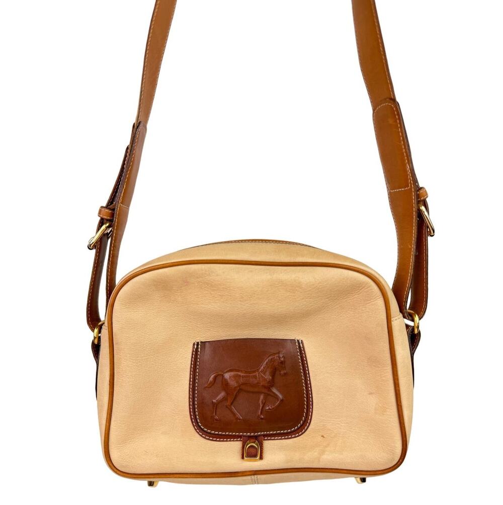 VINTAGE Marzio Manfredini Walter Katter Leather Horse Equestrian Shoulder Bag